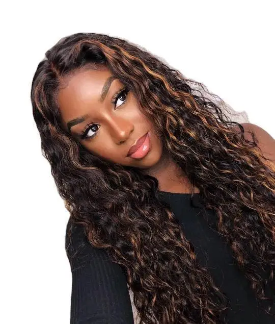 المرأة شعر مستعار طبيعي طويل مجعد السيدات متموجة تأثيري الأحمر البني الباروكات الدعائم الطرف #3