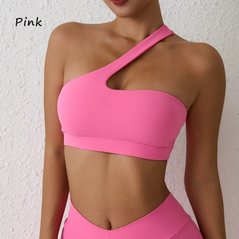 Sexy Sports Bra One Shoulder Yoga Top Bra Detachable Beauty Back Fitness Training Top Vest Yoga Gym Running Fitness Underwear