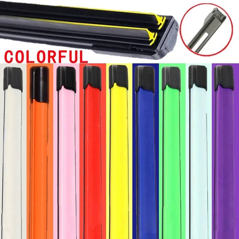 Colorful PIN LOCK Car Windshield Wiper blades Universal Soft Double layer Rubber Frameless Bracketless 16