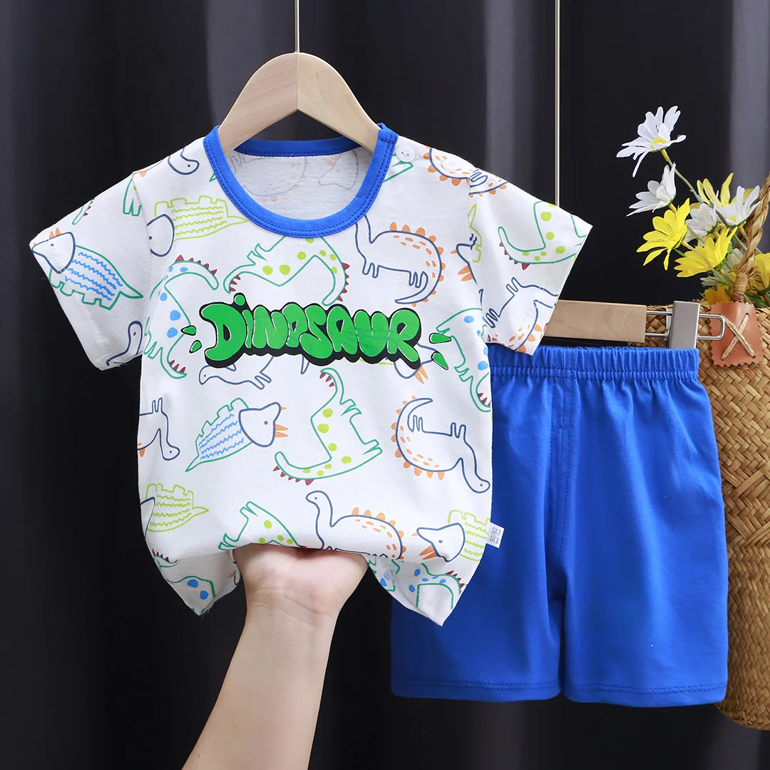 New Boys Summer Clothing Set Full Bear Print Cotton Short Sleeve T-shirts and Shorts 2PCS Breathable Outfit For Girls image 3