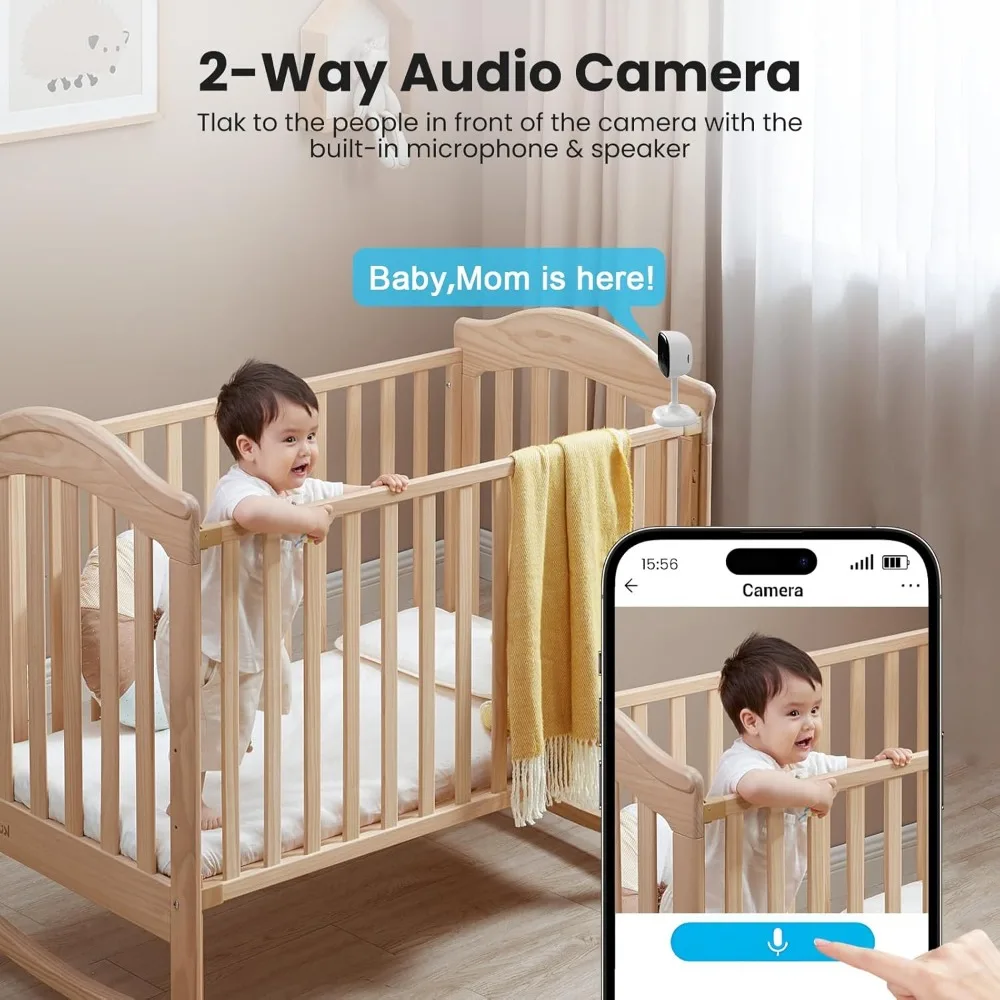 3 عبوات من كاميرا الأمان الداخلية 2.4 جيجا هرتز واي فاي، تسجيل 24/7، صوت ثنائي الاتجاه، رؤية ليلية، كشف حركة ai، تخزين سحابي/sd، com #4