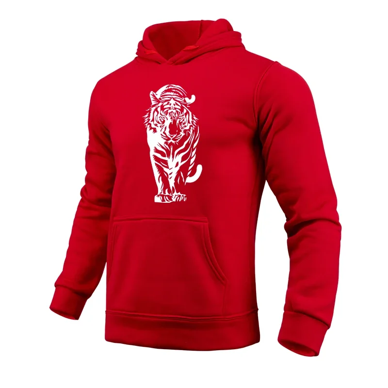 2025 New Arrival Tiger Print Hoodie for Men All Season Daily Casual Sports Hooded Sweatshirts Male Home Outdoor Comfort Pullover