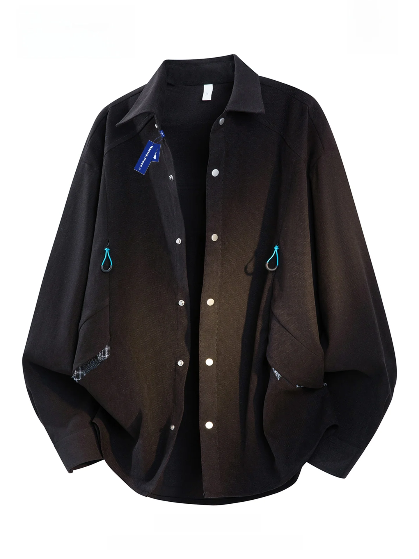 

Wassup Dozen Vintage 2026 Spring Long Sve Casual irt Stand Collar Loose Fit Open Cardigan Men's Polyester Fiber Resistan...