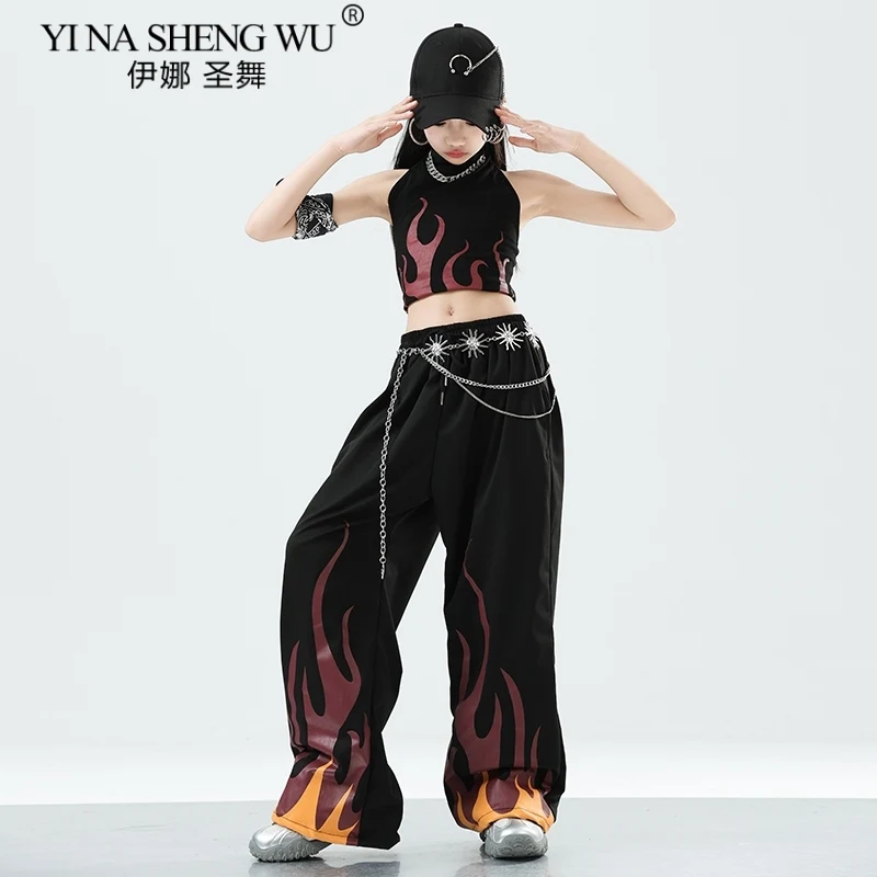 

Детский комплект для танцев в стиле хип-хоп, костюм для уличных выступлений для девочек, наряд Kpop, одежда для джазовых танцев, танцевальная одежда, наряд для сценического выступления