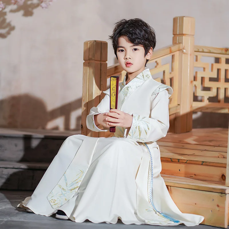 Jongens Hanfu Set Podium Outfit Halloween Feest Cosplay Kostuum Jongen Nieuwjaar Tang Pak Kinderen Oude Chinese Traditionele Klederdracht