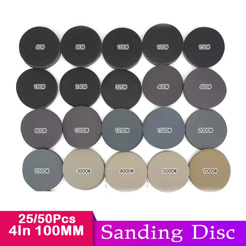 4Inch 100MM Wet and Dry Sandpaper 25/50Pcs Hook Loop Silicon Carbide 60-10000 Grits for DA Sanding Pad Polishing and Grinding