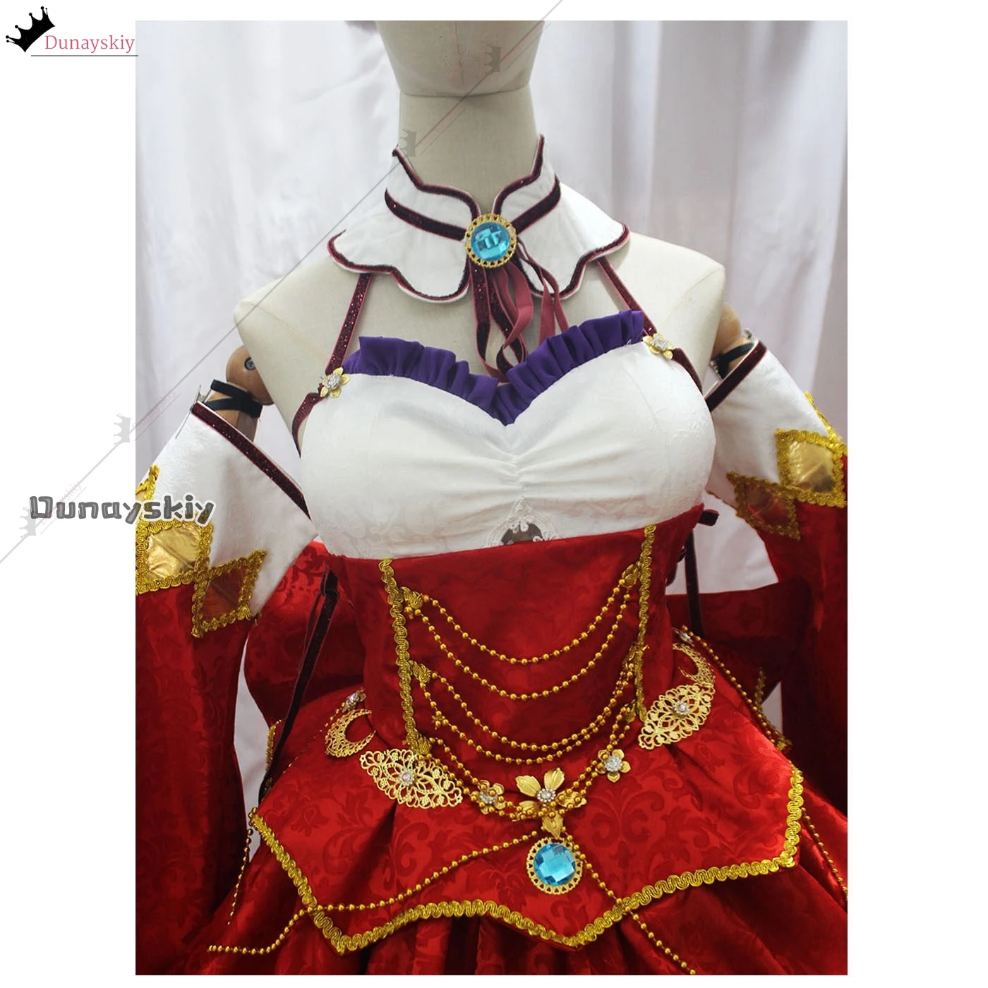 Customized Anime Emilia Cosplay Christmas Outfits Dress Costumes Red Lolita Cake Dress Wig Shoe Set Halloween Disguise Women view 6