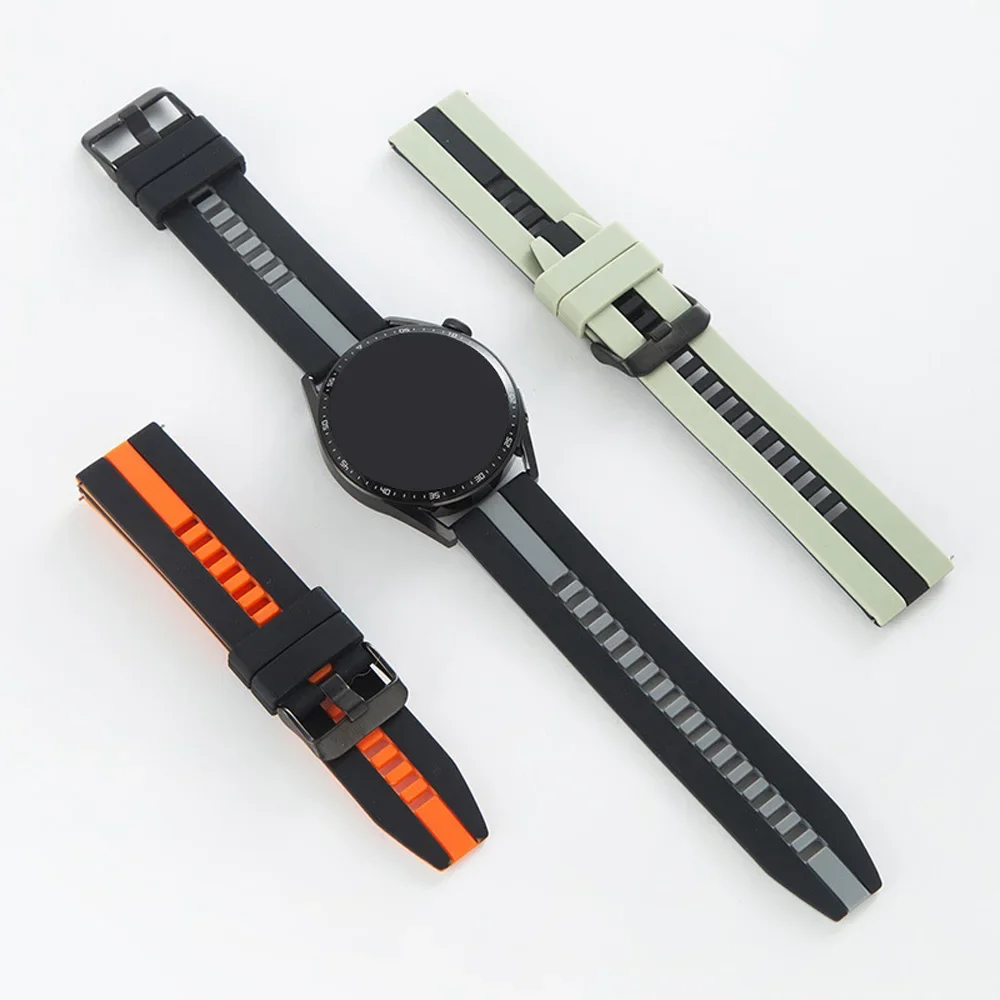 Двухцветный силиконовый ремешок 22 мм 20 мм для Huawei Watch GT 5 Pro/WATCH 4 Pro/GT 4 3 2 46 мм, ремешок HONOR Watch 4 Pro GS ES Magic Correa