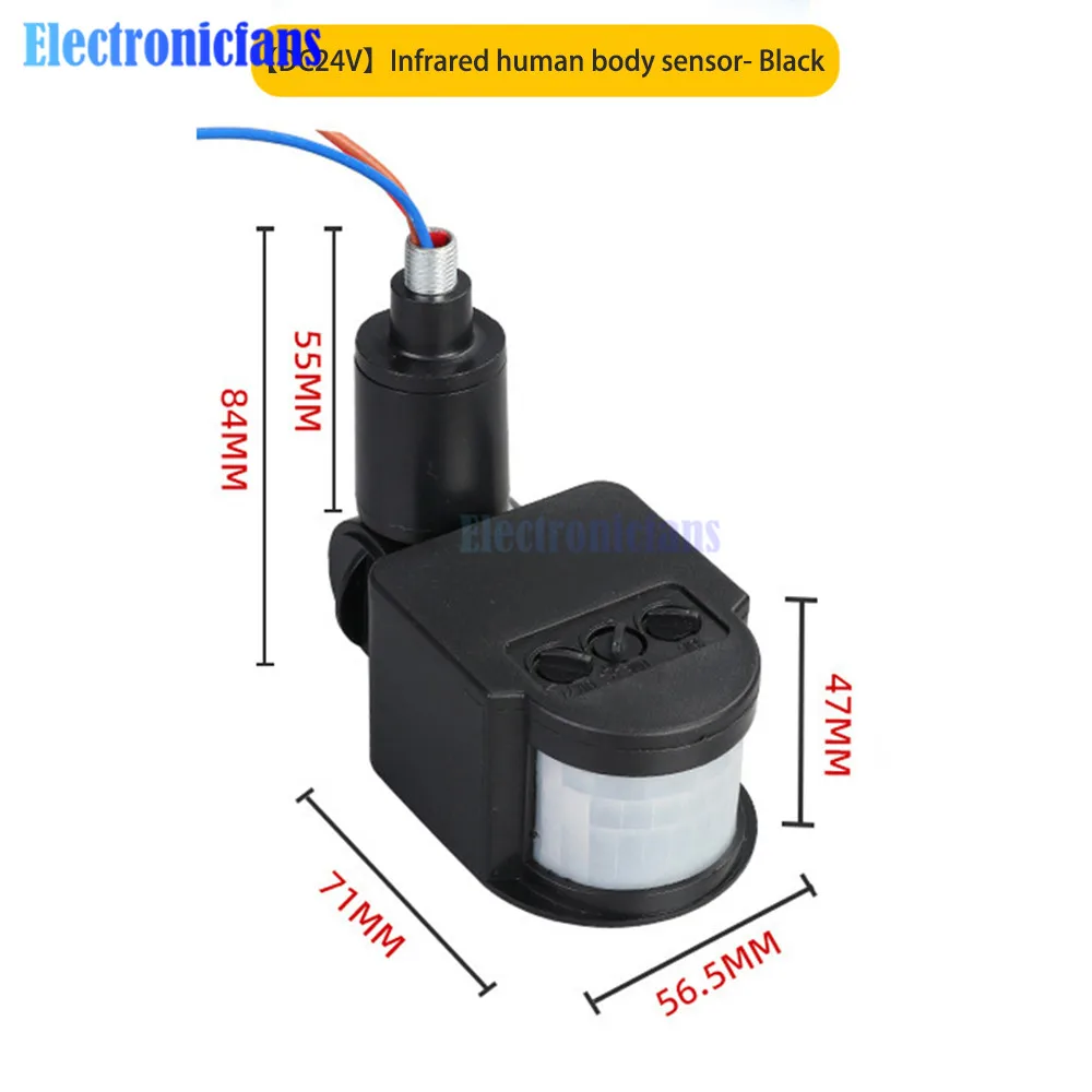 モーションセンサーpirモーション検出器,120度自動赤外線壁取り付けタイマー,LEDモーションセンサー,屋外ライト,24v