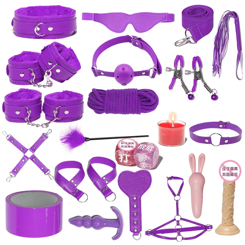 Juego de 20 piezas de juguetes sexuales BDSM para parejas, tapón Anal, látigo, mordaza, Kit Bdsm, juegos sexuales, ataduras de Bondage con venda para los ojos, abrazaderas para pezones