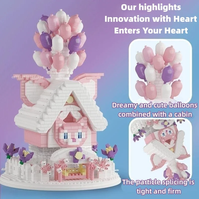 Creative Mini Balloon House Building Blocks Cute Cartoon Princess Castle Kids Toys Girl Small Particle Toy Kawaii Birthday Gift