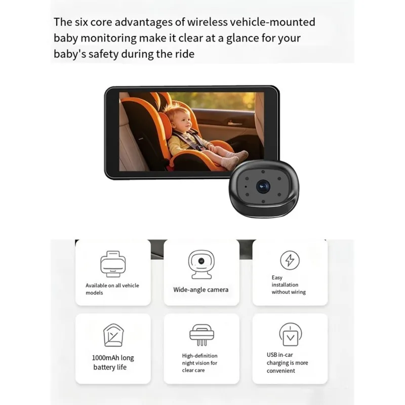 USER FRIENDLY-Camera Wireless Rear Back Seat Car Monitor 5 Inch HD Baby For Baby Monitor Night Vision Safety View For Toddler