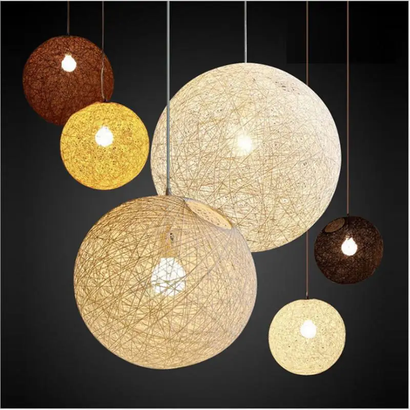 Round Concise Hand-woven Rattan Vine Ball Pendant Lampshade Light Lamp Shades Light Accessories(15cm Diameter) Home Decors 2022