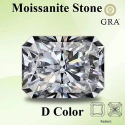 Moissanite Stone Radiant Cut D Color VVS1 Gemstone Lab Grown Synthetic Diamond for Charms Women Jewelry with Certificate