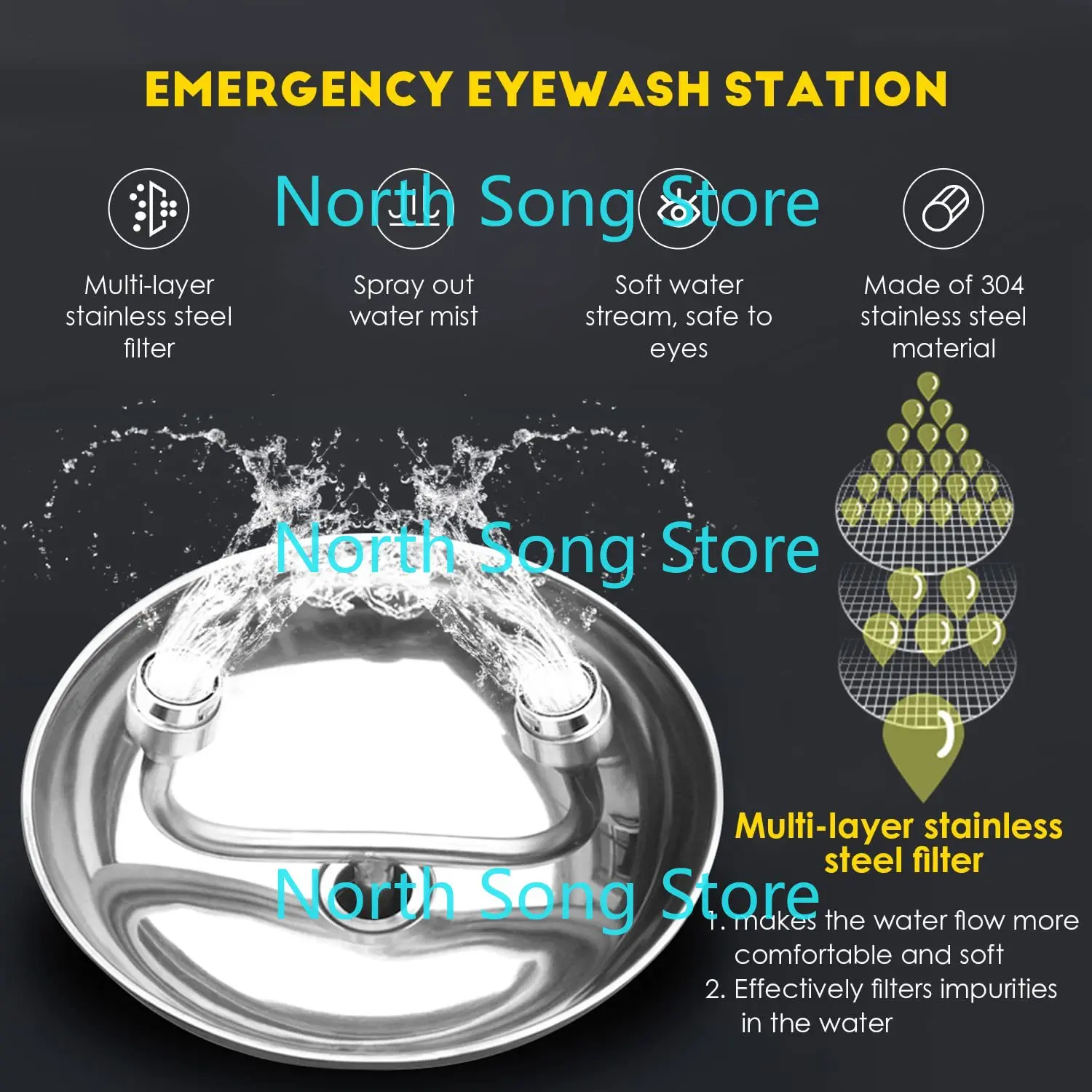 Emergency Shower Eyewash Station Combination Eye Wash Station with Shower Safety Shower Eye&Face Washing Unit