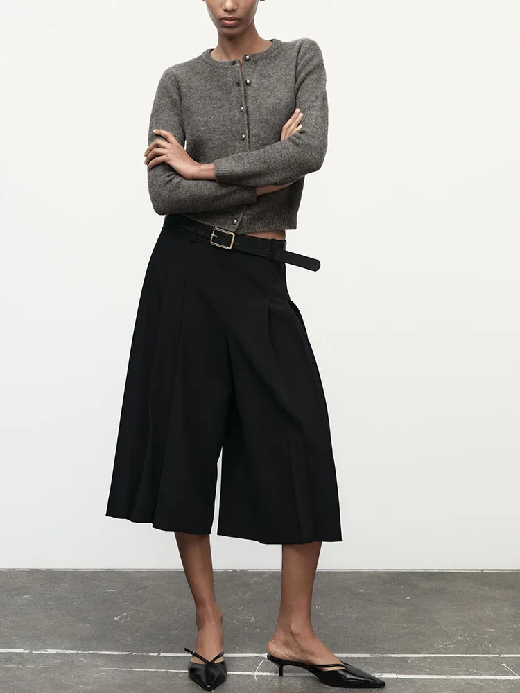 

Faionable Knitted Jaet Women's round Ne Long Sve Metal Button Decor Winter New Arrival 2025 ort Sle Casual Simple