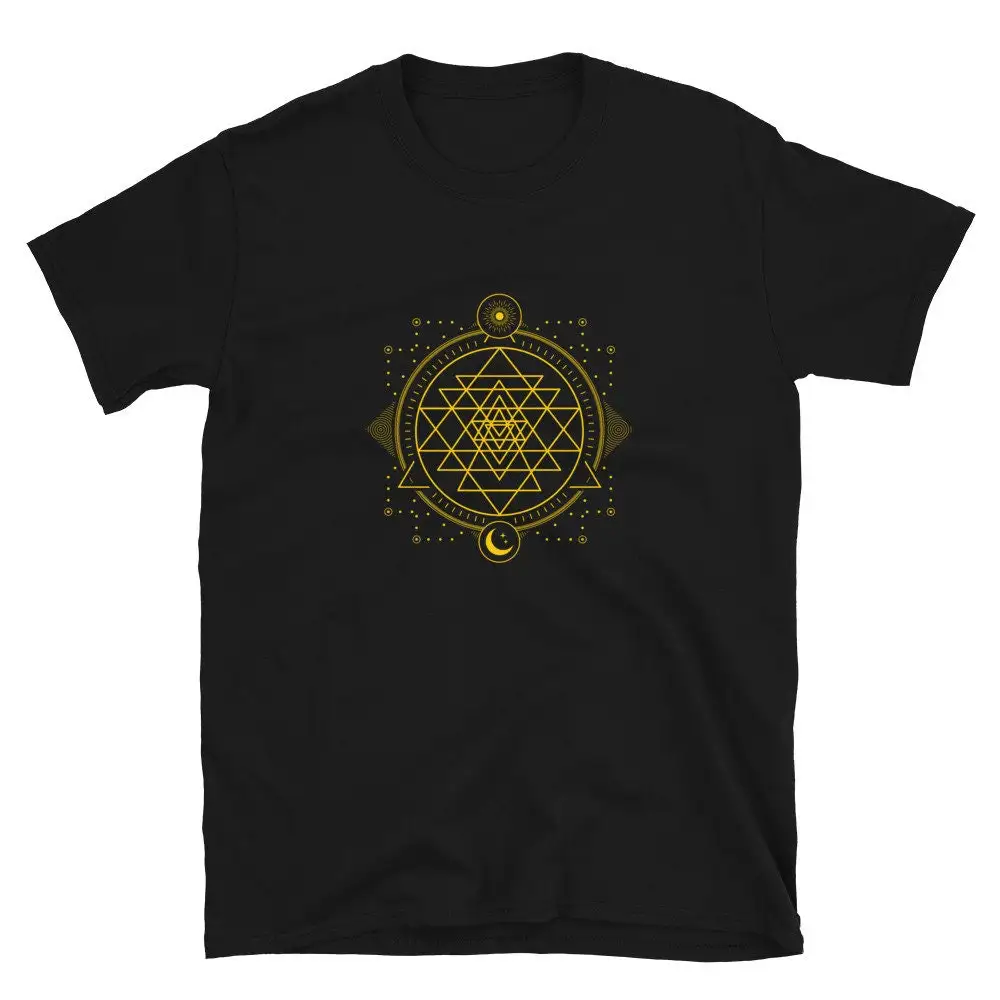 Sri Yantra Geometry Chakra Sun and Moon T Shirt