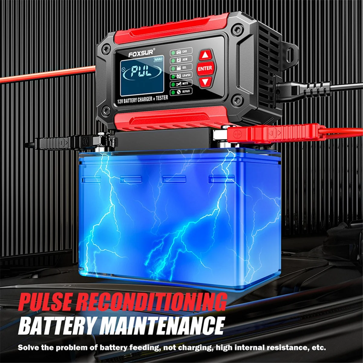 HHTL 2 في 1 جهاز اختبار شاحن بطارية السيارة الذكية، 12 فولت سيارة دراجة نارية الرصاص الحمضية دورة عميقة LiFePo4 شاحن بطارية ذكي الاتحاد الأوروبي التوصيل