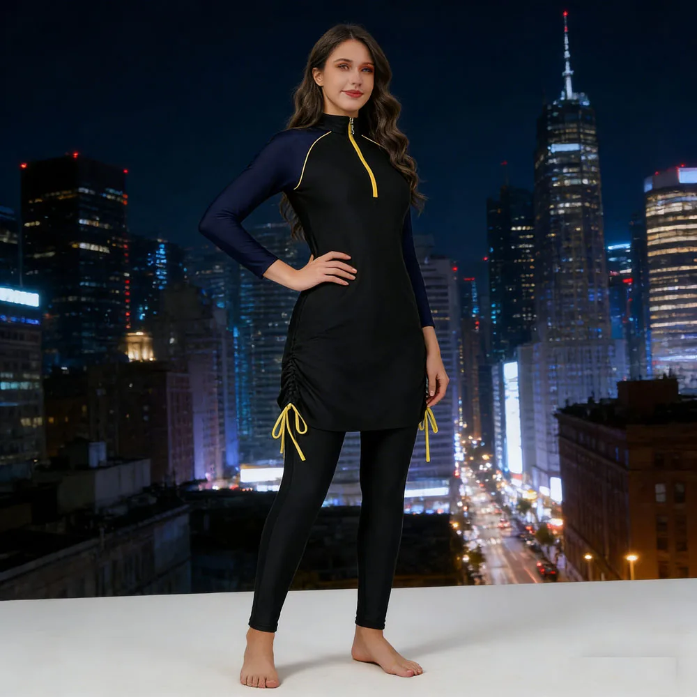 

Скромный комплект буркини для женщин: мусульманский купальник, исламский женский купальный костюм для плавания, пляжный купальник с полным покрытием