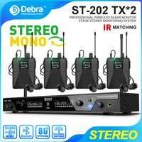 Debra Stereo UHF Wireless In-Ear Monitor System ST-202 Dual frequency for Stage Recording Studio Drummer Instrument