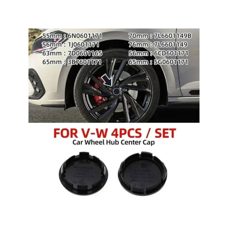 Centre de roue de style de voiture, 40 pièces, 55mm 56mm 65mm 70mm, couvre-moyeu, accessoires d'insigne pour VW Volkswagen Golf Sharan Passat Tiguan