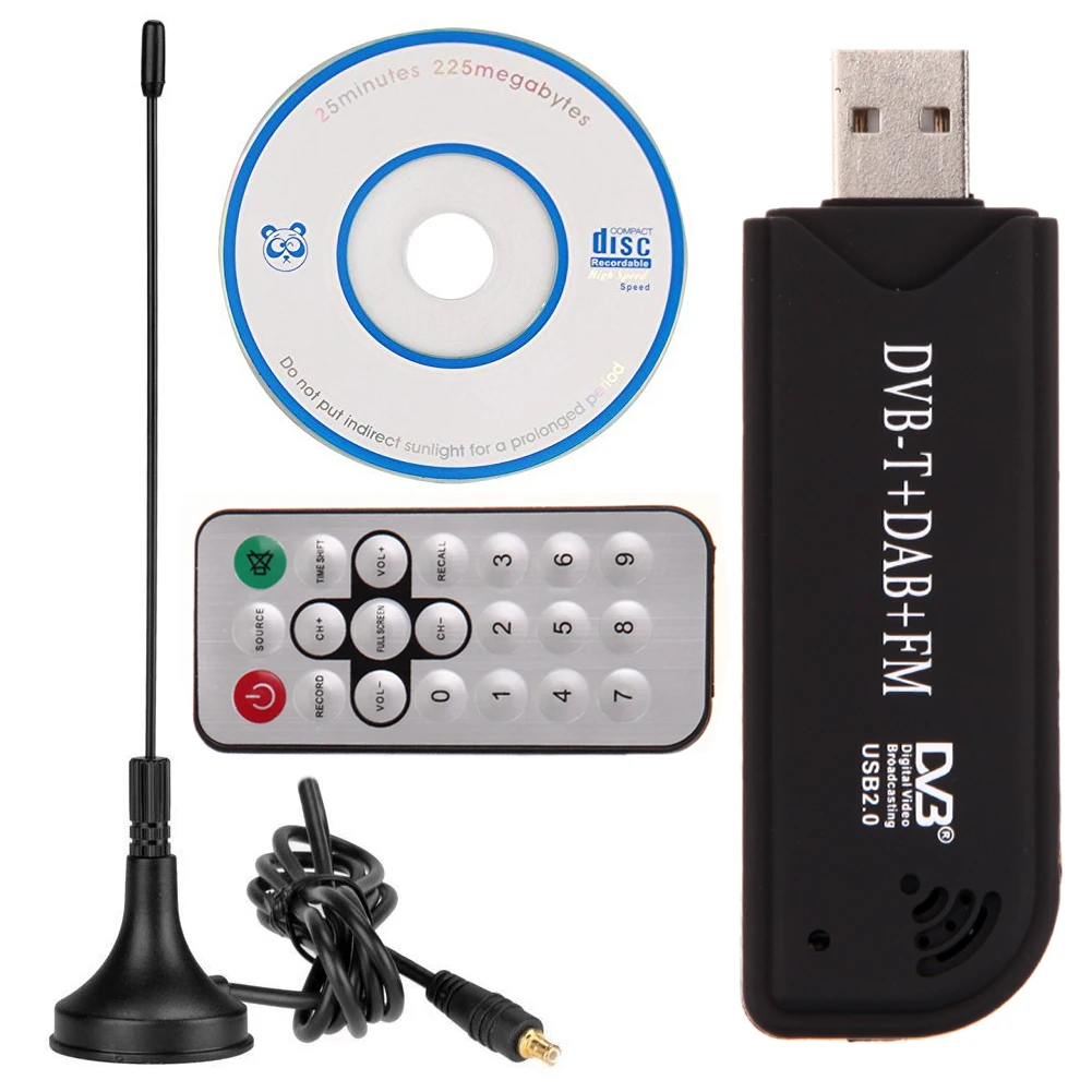 

Tv Stick USB2.0 Digital DVB-T SDR+DAB+FM TV Tuner Receiver Stick RTL2832U+ FC0012 with Remote Control Tuner Recorder Quality