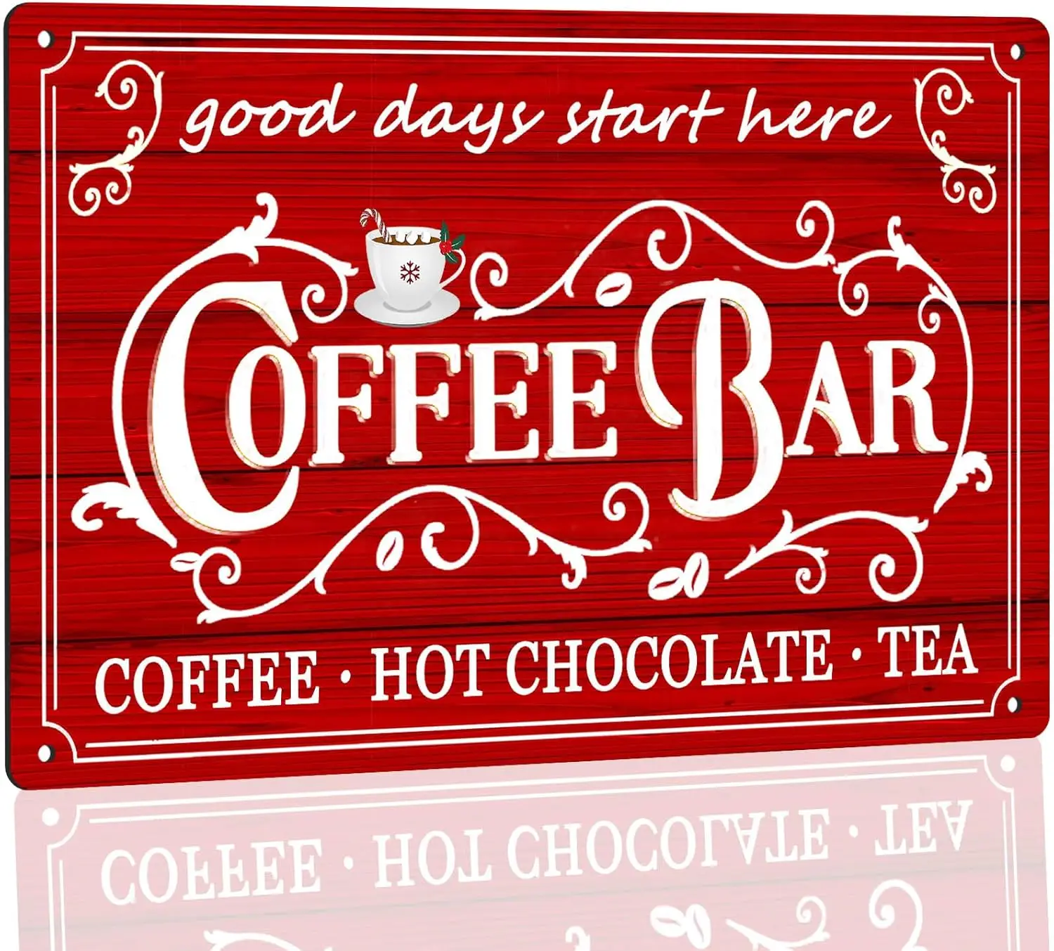Vintage Kaffeebar-Schild Küchen-Kaffeebar Wanddekoration Weihnachts-Kaffee Metallschilder Teebar-Zubehör Heiße Schokolade Blechschild