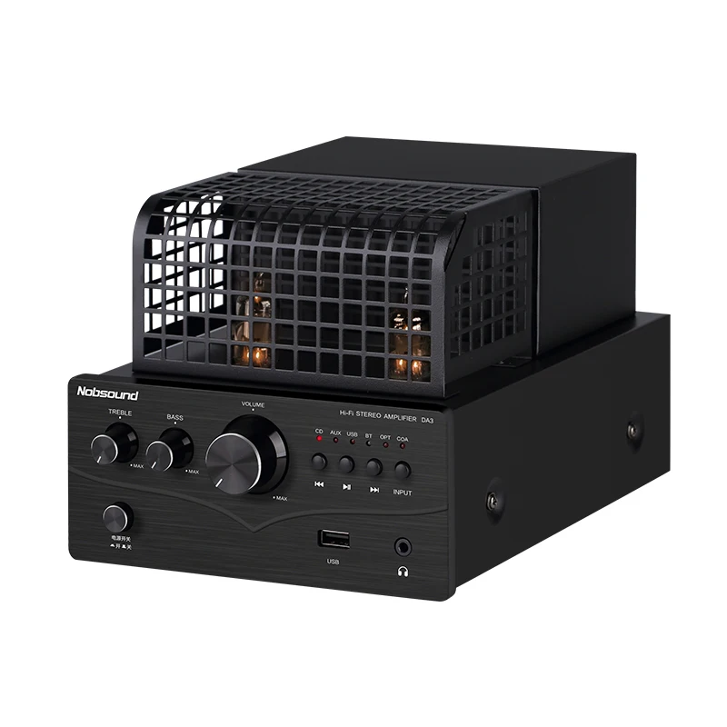 

HIFI Tube Amplifier Bluetooth 5.0 High Bass Adjustable Audio Amplifier 2.1 Channel USB Lossless Playback Optical Coaxial Input