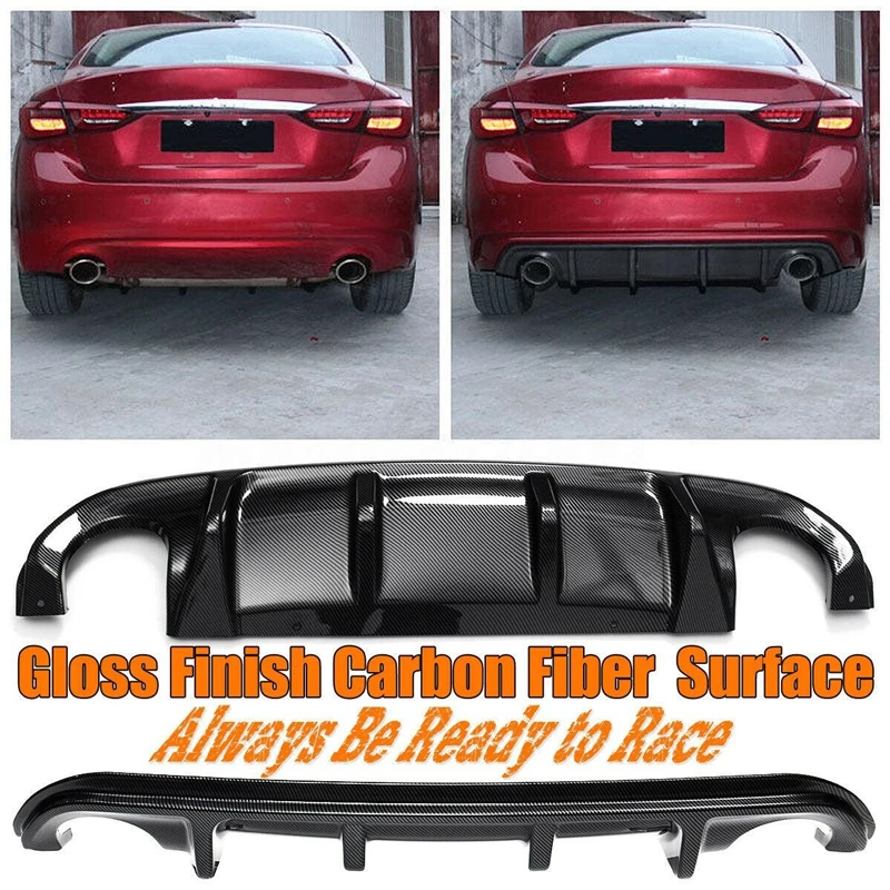 

Car Rear Bumper Diffuser Splitter Lip For Infiniti Q50 2014-2017 Car Carbon Fiber Look Rear Bumper Lower Protection