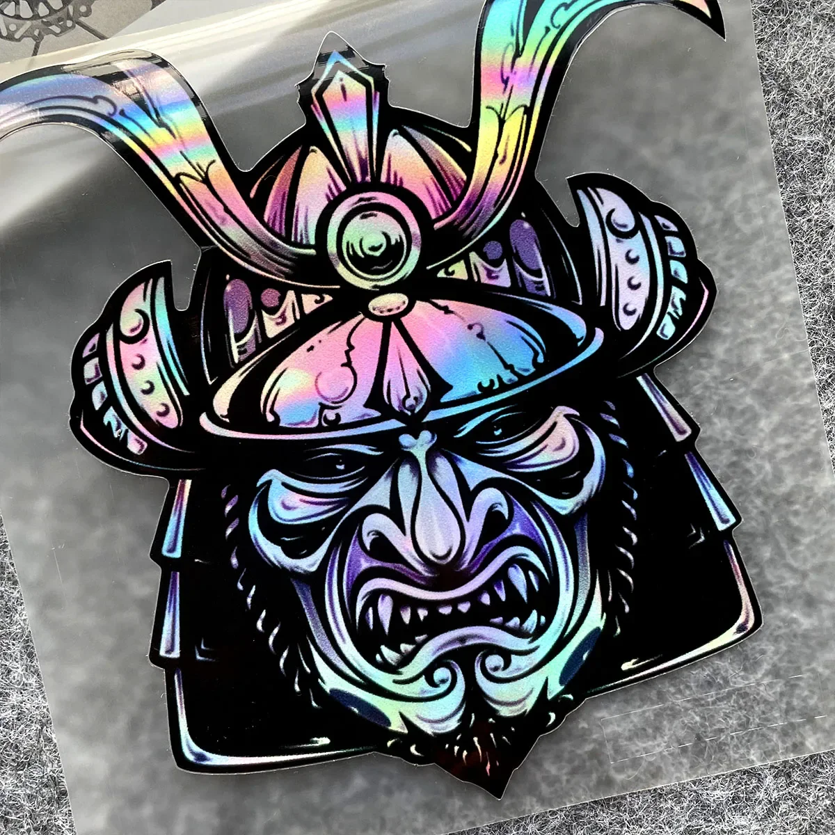 

Наклейка JDM Oni Samurai Laser Rainbow для мотоцикла, виниловая наклейка для декора кузова мотоцикла, скутера, шлема, аксессуары
