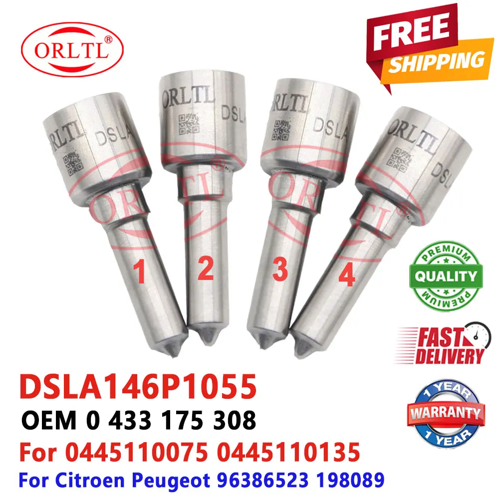 

4 PCS New Diesel Sprayer DSLA146P1055 0433175308 Common Rail Injector Nozzle DSLA 146 P 1055 For PEUGEOT 0445110075 0445110135
