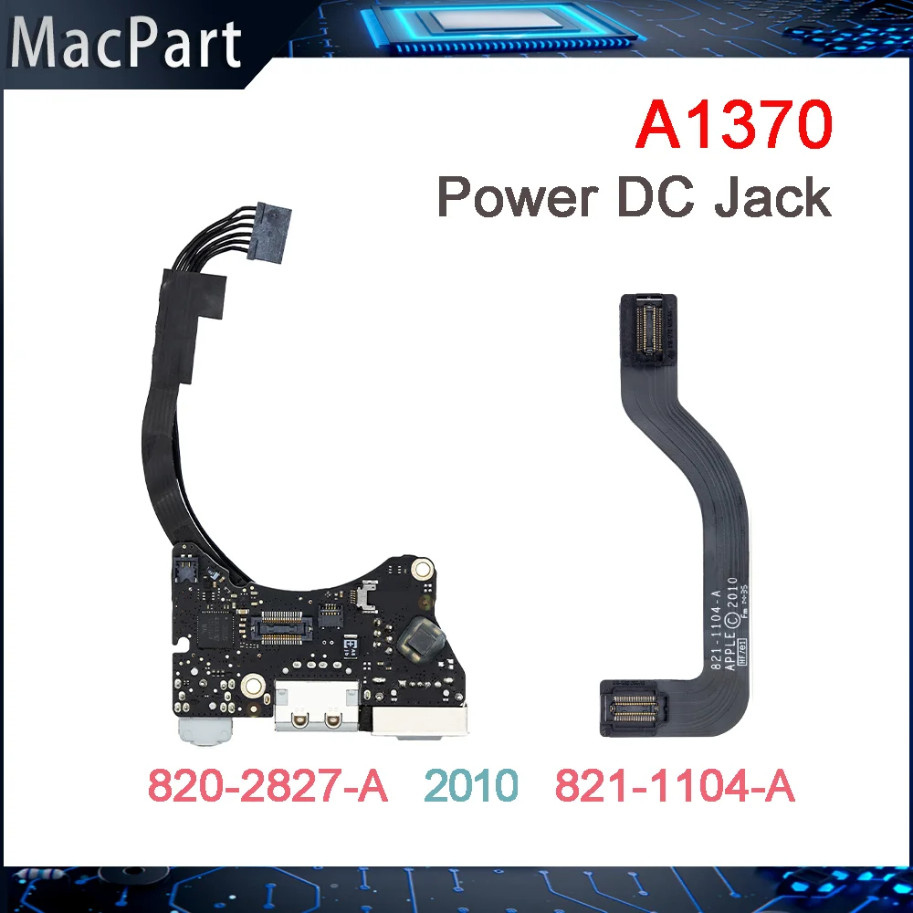 

Original USB DC I/O Jack Power Audio Board 820-2827-A Cable 821-1104-A For Macbook Air 11" A1370 2010 Year