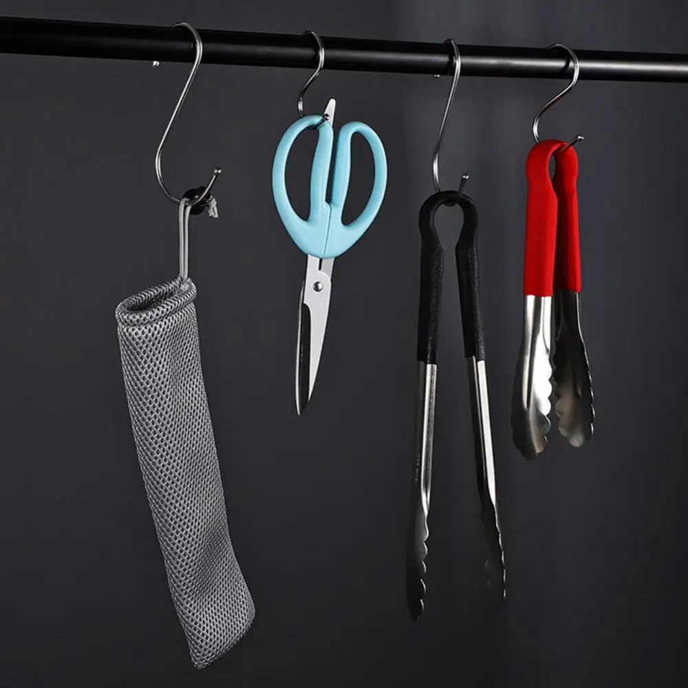 Shaped Hooks Clasp Stainless Steel Railing S Hanging Storage Hook For Home Kitchen Bathroom Organizer Holder Tools