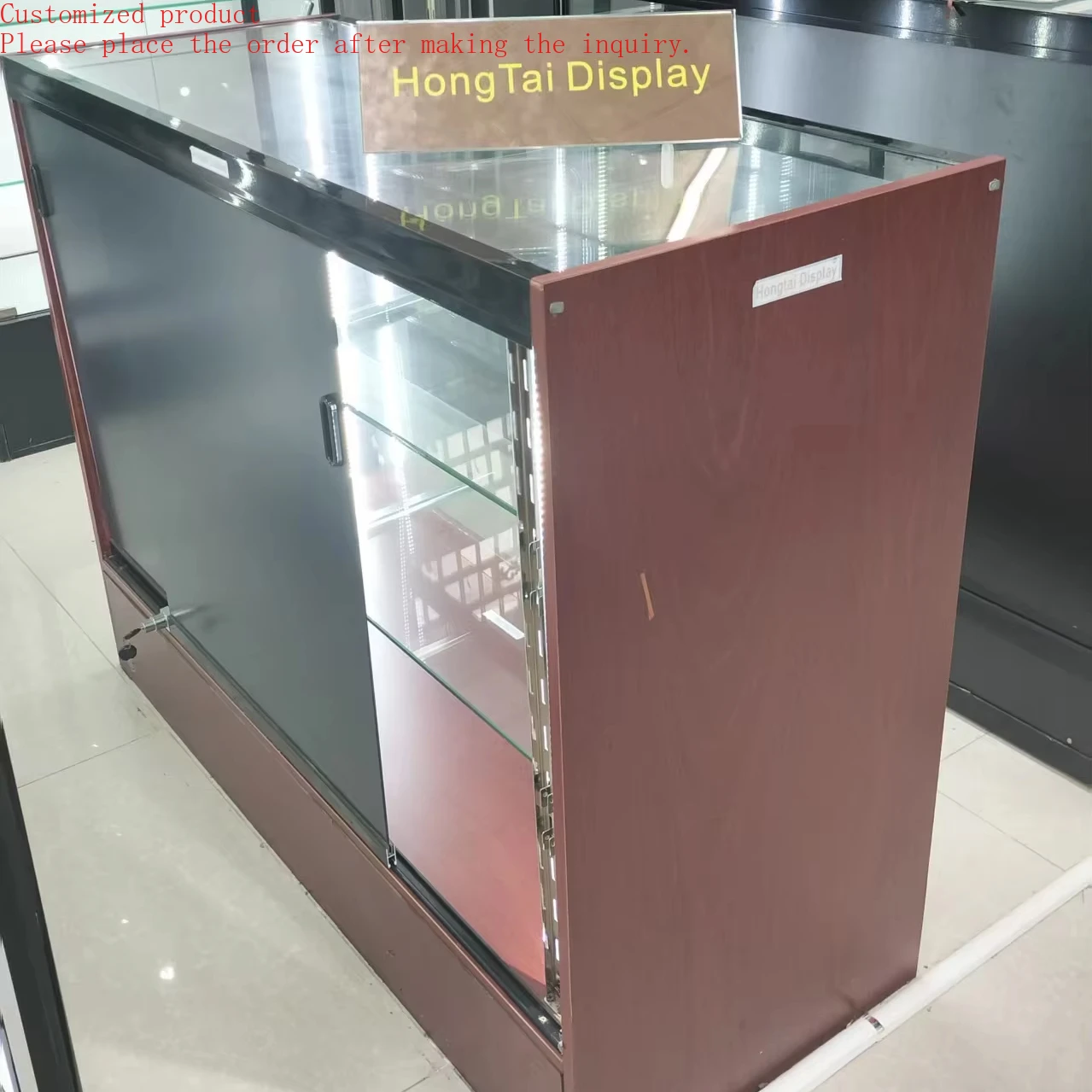 

Custom.Sides and Pedestal Both Board With Strips Light Durable Manufacturer Wholesale for Lockable Glass Smoke Case