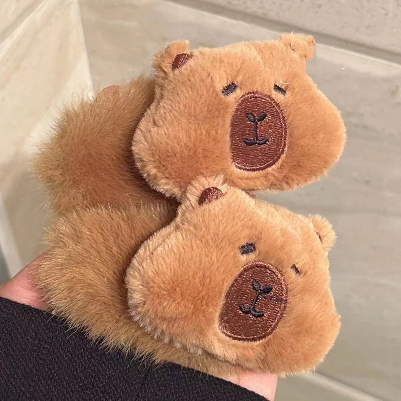 Cartoon Capybara Plush Hairpin Stuffed Animal Hair Clip Cute Side Bangs Clips Barrettes For Girls Plush Hair Accessories