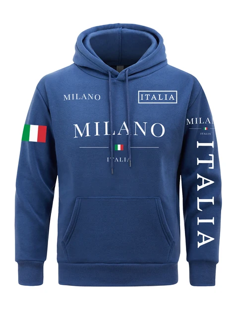 Flaga Włoch Męska bluza z kapturem Milan City Bluzy z kapturem z podszewką z polaru Męska codzienna odzież wiosenno-jesienna