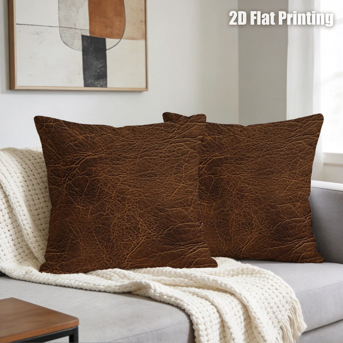Vintage Brown Faux Leather Pillow Covers 2