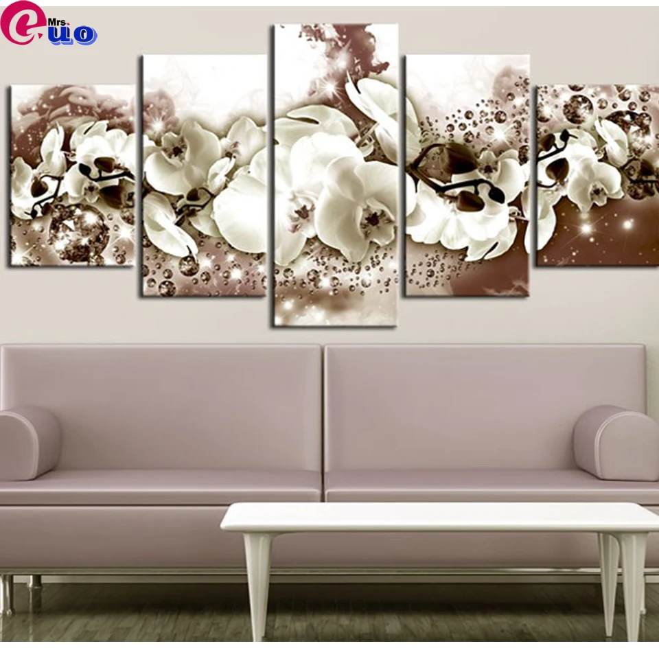 5pcs/set Diamond Painting Chocolate Orchid Multi-picture Full Square Diamond Embroidery Flower Cross Stitch Diamond Home Decor