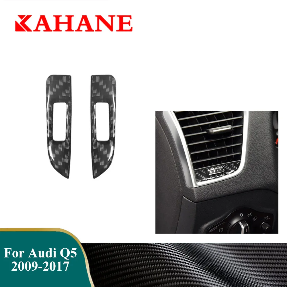 Car Carbon Fiber Stickers Dashboard Air Outlet Pulley Cover Trim For Audi Q5 2009 2010 2011 2012 2013 2014 2015 2016 2017