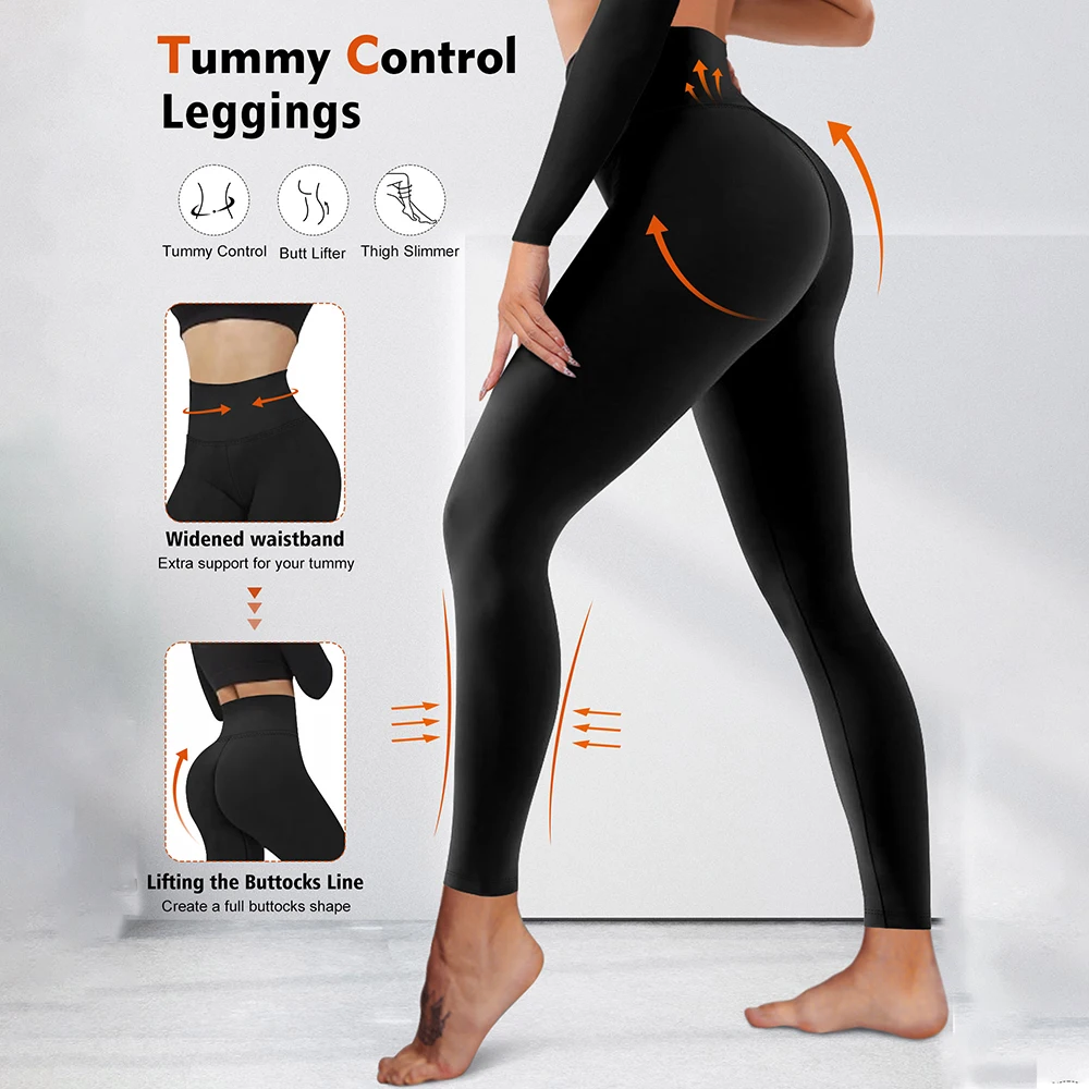 Leggings for Women - High Waisted Tummy Control Yoga Pants for Workout Gym Black Leggings Plus Size Dance