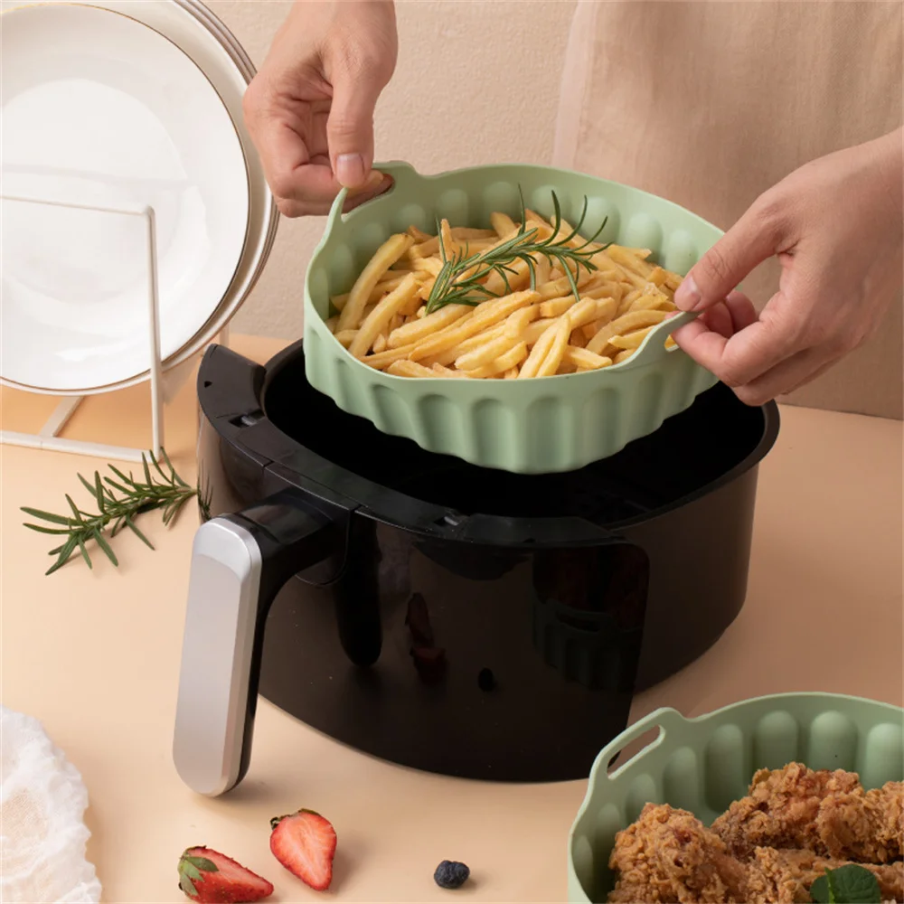 Reusable Airfryer Pan Corrosion Resistance Food Grade Pot Round Baking Tools Silicone Basket Stronger Stability Kitchen Gadgets