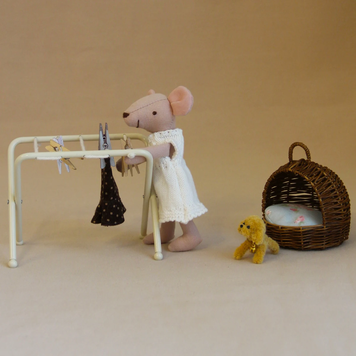 1:6--1:12 Miniature Furniture Rattan Dog Bed Handmade Small Dog Bjd Home Decor Ornaments