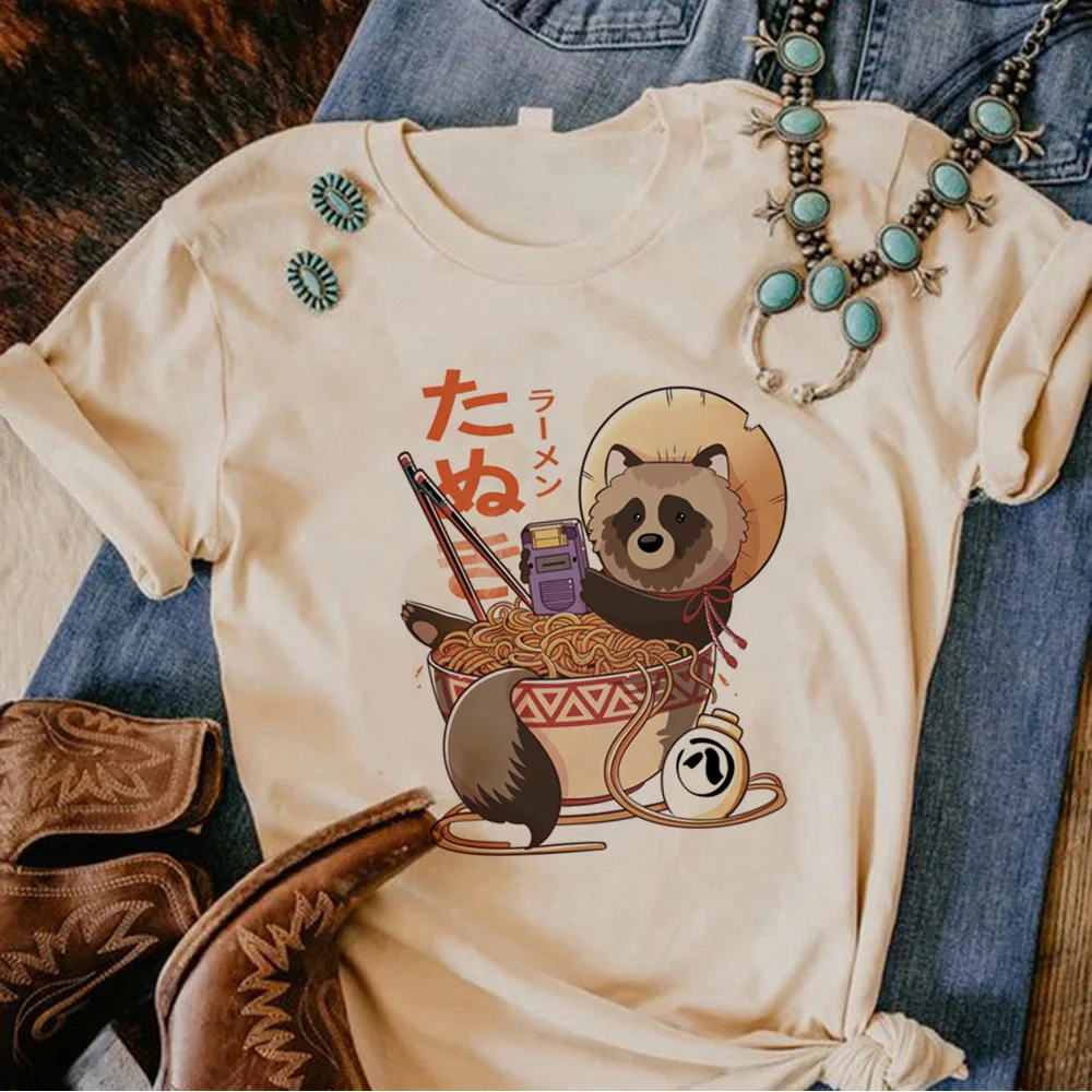 Racoon Tee women funny manga summer t-shirts female manga clothing