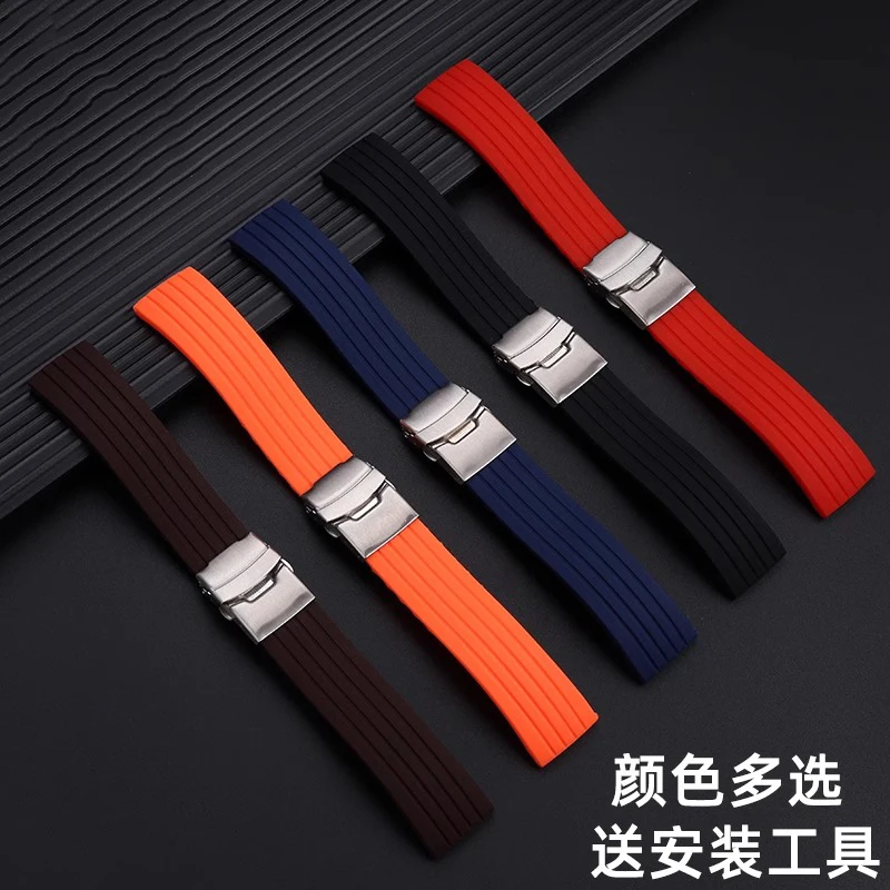 Correa de silicona de 22mm para Swatch X Blancpain Five Oceans Fifty Fathoms, pulsera de goma a rayas, bandas deportivas con hebilla de acero