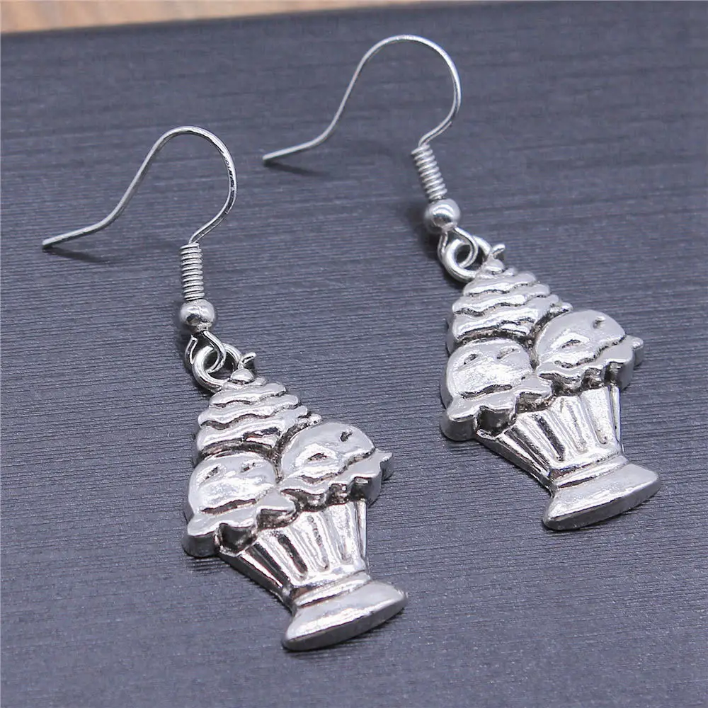 1pair Cake Cup Cake Ice Cream Hanging earrings women accessories vintage jewelry vintage hook Size 18x19mm