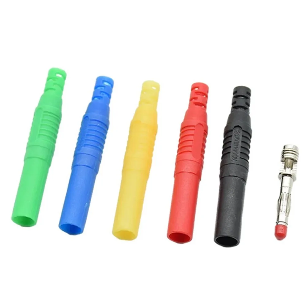 5pcs Straight 4mm Plug Banana Plug Stackable Binding Post Banana Socket Black Nut Banana Jack For Instrumentation
