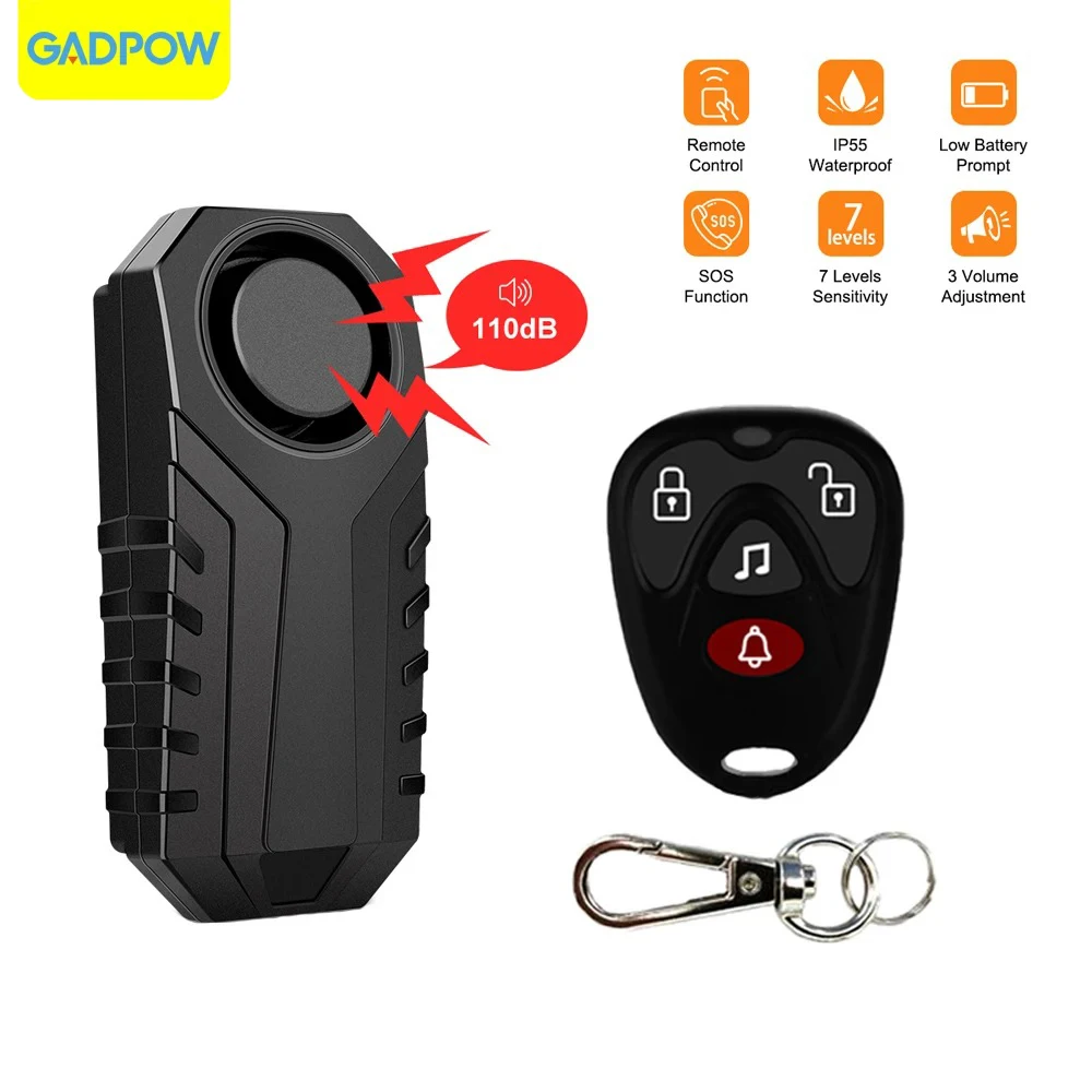 Gadpow-impermeável Alarme Motocicleta, Controle Remoto Sem Fio, Anti Perdido Aviso, Bike Alarme, Proteção Sensor Segurança, 113dB