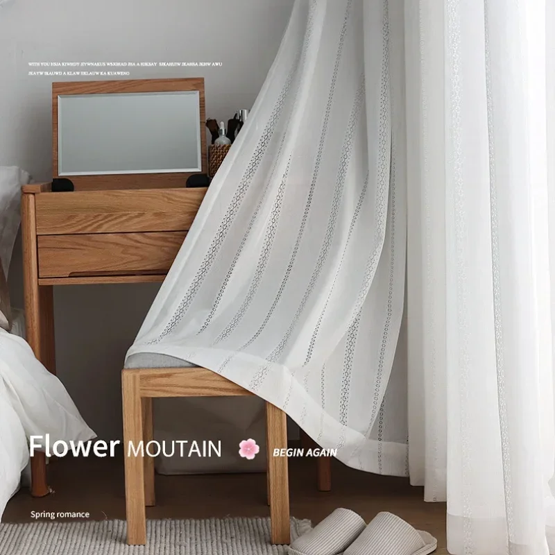 White Tulle Yarm Gauze Curtains For Living Dining Room Bedroom Lace French Transparent Window Door Luxury Embroidered Customize