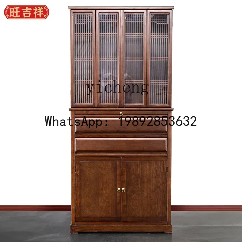 XLL   Guanyin Household Offering Cabinet Solid Wood Buddhist Nest New Chinese Vertical Cabinet with Door Offering Cabinet