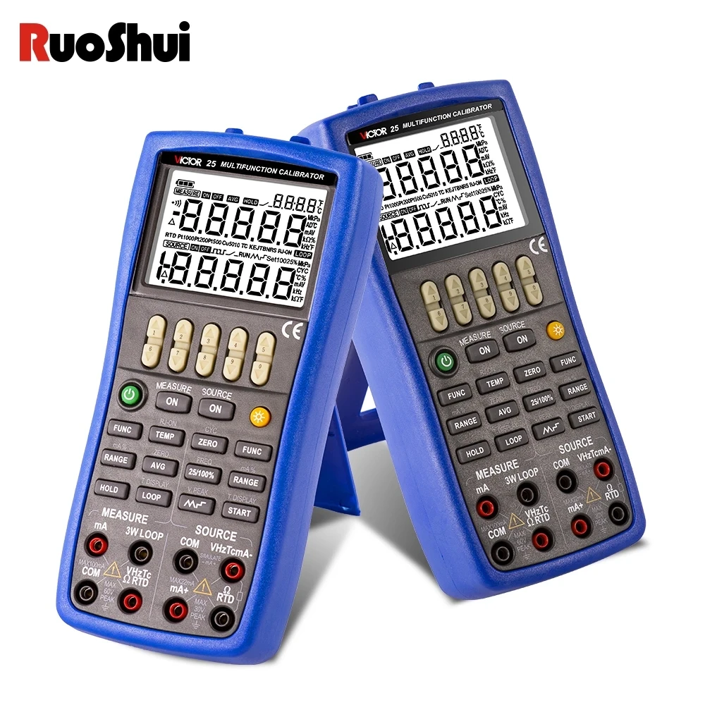 Victor 25 Multifunction Calibrator Generator RTD Thermocouple Resistance Current USB Contact Process Handheld Calibration Tester
